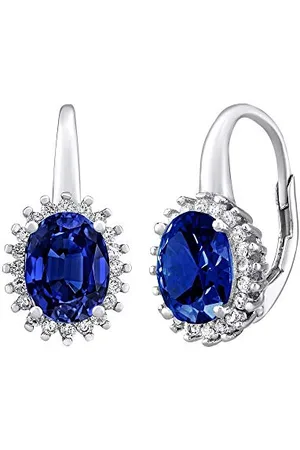Silvego Damen Ohrringe aus 925 Sterling Silber mit synthetischem Saphir