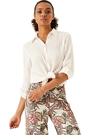 Garcia Damen Shirt Long Sleeve Bluse, Off White, S