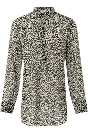 Comma, Longbluse aus Chiffon mit Leo-Print beige 40