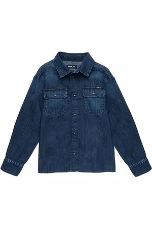Replay Jungen Jeanshemd Langarm aus Baumwolle, (Blau), 8 Jahre