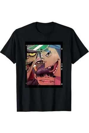 Gorillaz Herren T-Shirt Cartoon Polaroid Slide Design Kurzarm Klassische Passform