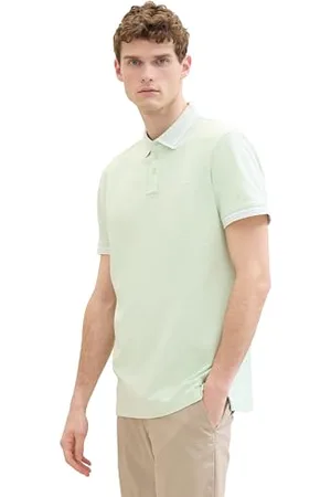 TOM TAILOR Herren Basic Piqué Poloshirt mit Logo-Print , tender sea green, XXL