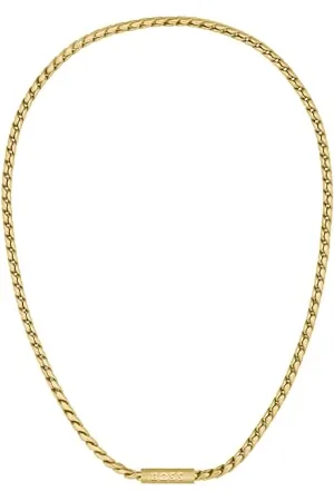 HUGO BOSS Jewelry Gliederhalskette und Gliederarmband für Herren Kollektion DORAN aus Edelstahl mit einer Gravierten Plakette