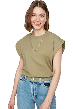 Trendyol Damen Ärmelloses Grundlegendes T-shirt T Shirt, , M EU