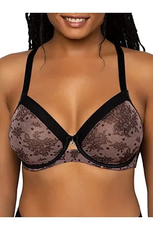 CURVY COUTURE Damen Sheer Mesh Full Coverage Unlined Underwire Bra BH mit voller Abdeckung, Durchsichtig, , 90G