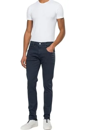Replay Herren Jeans Anbass Slim-Fit Hyperflex Colour X-Lite mit Stretch, Blau , 34W / 34L