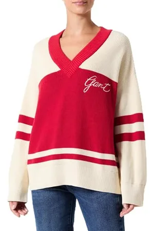 GANT Damen Varsity Cotton V-Neck Pullover, , 32