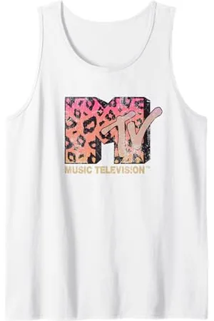 MTV Leopard Print Gradient Logo Tank Top
