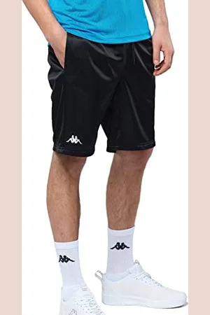 Kappa Herren Shorts in Größe S I Schwarze Sporthose Logo & praktischen Seitentaschen I Aus pflegeleichtem Polyester I Kurze Hose mit elastischem Bund für Sport & Freizeit