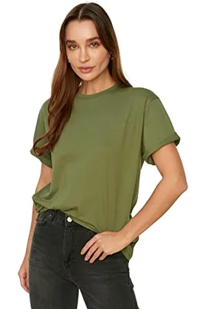 Trendyol Damen Basic Oversize Standard Rundhals Knit T-Shirt Hemd, , M