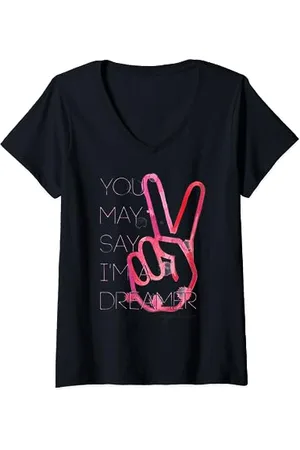 John Lennon Damen Träumer V-Neck T-Shirt mit V-Ausschnitt, , S