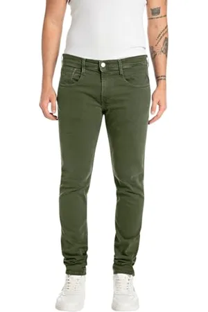 Replay Herren Jeans Anbass Slim-Fit, Grün , 40W / 36L