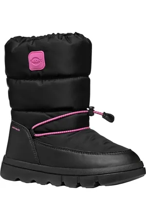Geox J WILLABOOM Girl B A Snow Boot, Black/Fuchsia, 34 EU