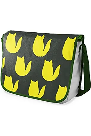 Bonamaison Le Jardin du Lin Digital Bedruckte Messenger Schultaschen mit Khaki Riemen für Mädchen und Jungen, Zurück zur Schule, Kuriertaschen für Schüler, Umhängetaschen, Größe: 29x36 Cm