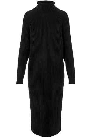 Y.A.S Y.A.S Damen MAVI Knit MIDI Rollneck Dress S. NOOS Strickkleid, Black, Medium