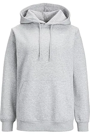 JJXX Damen JXABBIE RLX LS Every Hood SWT NOOS Kapuzenpullover, Light Grey Melange/Print:White Logo, XS