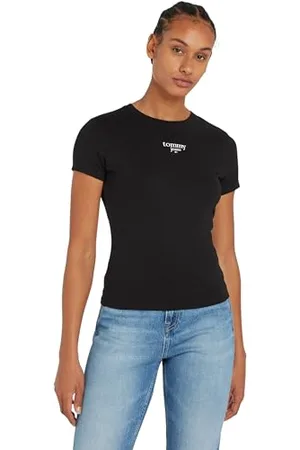 Tommy Hilfiger Damen T-Shirt Kurzarm Slim Logo Rundhalsausschnitt, , XXS