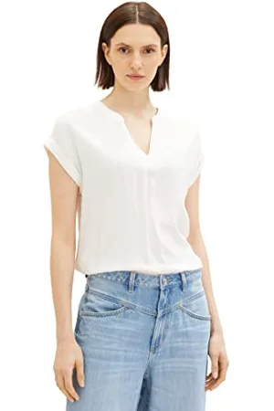 TOM TAILOR Damen 1037231 Basic Bluse, 10315-Whisper White, 32
