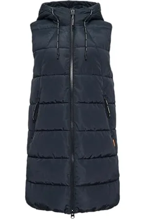 QS by s.Oliver Damen 2148351 Steppweste mit Kapuze lang, , XS