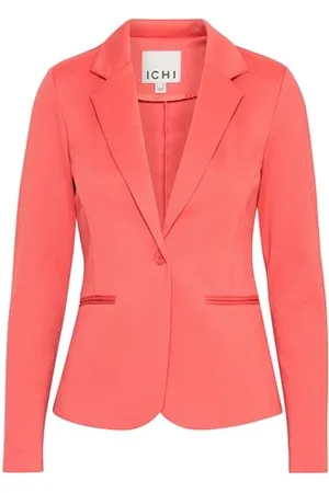 Ichi IHKATE Damen Blazer Jackenblazer Anzugsjacke mit 1-Knopf-Form Stretch Reverskragen Paspeltaschen Slim fit, Größe:XL, Farbe:Cranberry (171545)