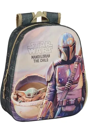 Safta THE MANDALORIAN Schulrucksack mit 3D-Design, anpassbar an den Wagen, ideal für Kinder verschiedener Altersgruppen, bequem und vielseitig, Qualität und Widerstandsfähigkeit, 27 x 10 x 33 cm