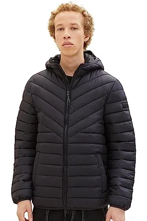 TOM TAILOR Herren 1039214 Lightweight Steppjacke mit Kapuze, 10916-Almost Black, XXL