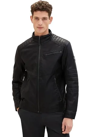 TOM TAILOR Herren Fake-Lederjacke im Biker-Style, , S