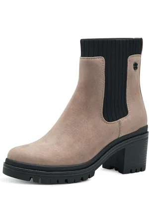 QS by s.Oliver Damen Chelsea Boots mit Blockabsatz Vegan, Braun , 41 EU