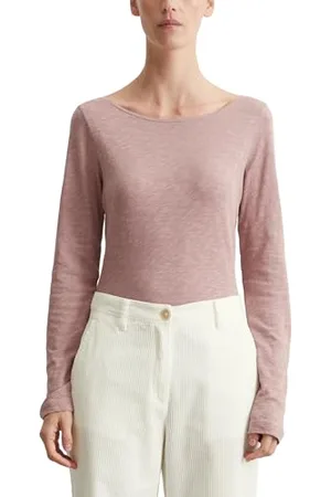 Marc O’ Polo Marc OߴPolo Damen Langarmshirt aus Bio-Baumwolle mit U-Boot-Ausschnitt, Rosa (Dark Mauve), XS