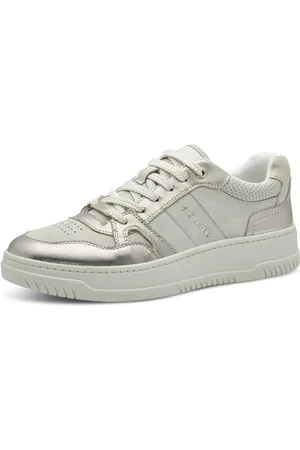 QS by s.Oliver Damen Sneaker flach mit Schnürsenkeln Low Top, Gold , 37 EU