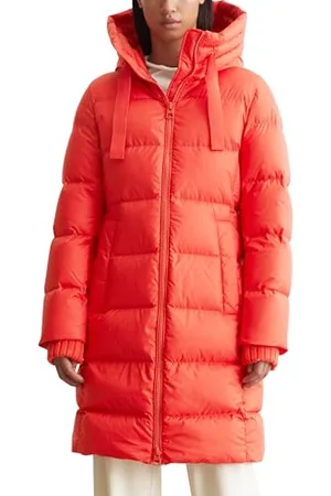 Marc O’ Polo Marc OߴPolo Damen Daunenmantel mit Kapuze wasserabweisend, Orange (Poppy Red), 44