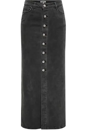 ONLY Damen Onlkita Button Maxi DNM Skirt Gua Rock, , M