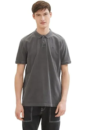 TOM TAILOR Herren Poloshirt im Washed-Look, coal grey, S