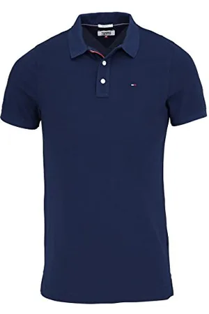 Tommy Hilfiger Tommy Jeans Herren Original Fine Pique Kurzarm Polo Shirt, Blau , S