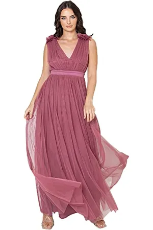 Maya Deluxe Damen Maxi jurk met ruffle schouderdetail Brautjungfernkleid, , 56 EU