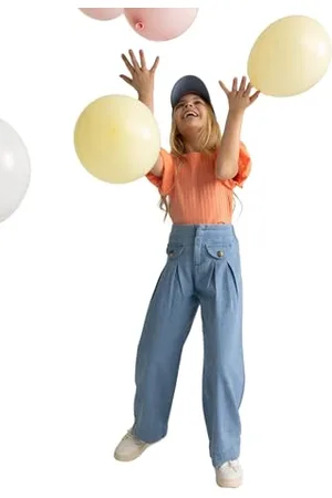 DeFacto Mädchen Z5899a6 Pants, Blau, 7-8 Jahre EU