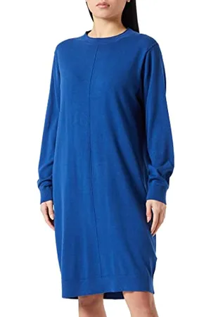 QS by s.Oliver Damen Strickkleid, Blau, 34 EU