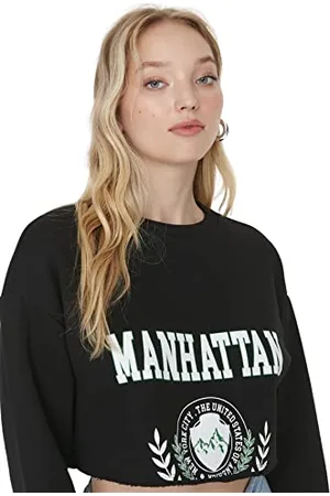 Trendyol Damen Crew Neck With Slogan Regular Sweatshirt, , XL EU