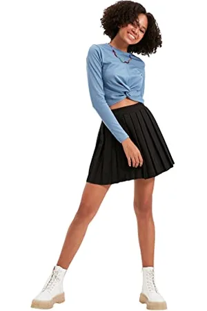 Trendyol Damen Black Pleated Skirt. Skirt, , 36 EU