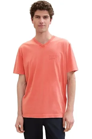 TOM TAILOR Herren T-Shirt im verwaschenen Look, flamingo flower, M