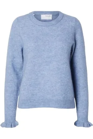 SELECTED Damen SLFLULU LS Knit Frill Cuff O-Neck NOOS Strickpullover, , S