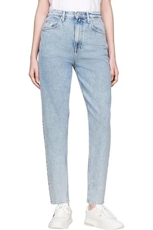 Tommy Hilfiger Damen Jeans Hose Mom Jeans Tapered Fit, Blau ( Light), 26W/34L