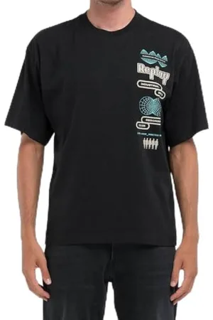 Replay Herren T-Shirt Kurzarm Oversized, Schwarz (Black 098), XL