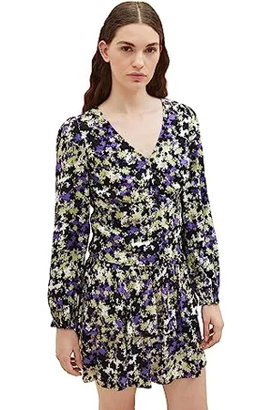 TOM TAILOR Damen 1038129 Cropped Bluse mit Muster, 32418-lilac Green Flower Print, XL
