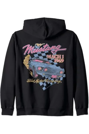 Tom Ford – Blue Mustang Mach 1 1969 karierter Hintergrund Kapuzenjacke