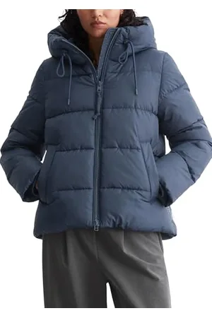 Marc O’ Polo Marc OߴPolo Denim Damen Steppjacke mit Kapuze wasserabweisend, Blau , XS