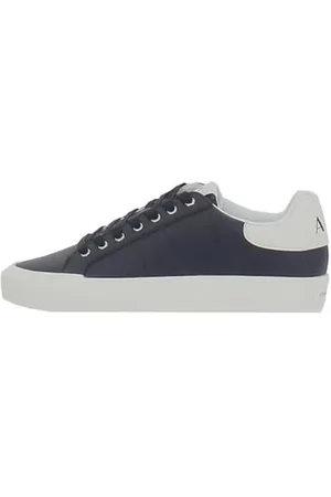 Armani Exchange Herren Side Polka-dot Logo, Back Color Insert, Low top Sneaker, Blue, 41 EU