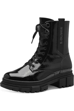 QS by s.Oliver Damen Stiefeletten ohne Absatz zum Schnüren Vegan, Schwarz , 38 EU