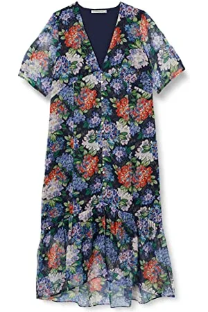 HOPE & IVY Damen The Agda Teekleid mit Knopfleiste und fallendem Saum Kleid für besondere Anlässe, , 46