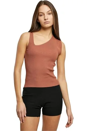 Urban classics Damen TB6024-Ladies Rib Knit Asymmetric Top Trägershirt/Cami Shirt, , XL